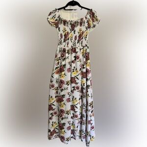 Medium J for Justify white floral off the shoulder romper w/ maxi dress overlay